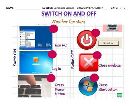 Switching On And Off The Computer Worksheet