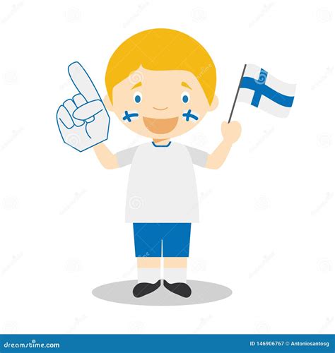 National Sport Team Fan from Finland with Flag and Glove Vector ...