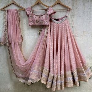 Nude Pink Color Lehenga Choli Dupatta Set Cocktail Wear Lehenga Outfits For Woman Or Girls