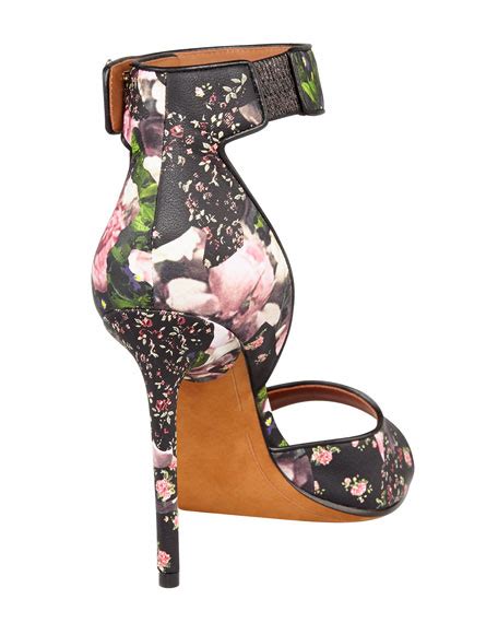 Givenchy Floral Shark Lock Ankle Wrap Sandal