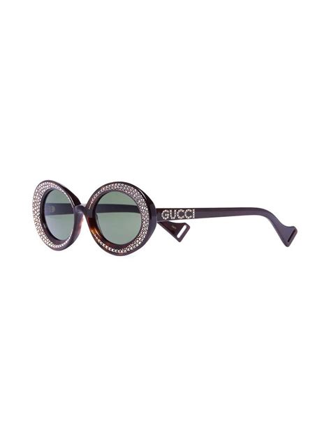 Gucci Eyewear Crystal Embellished Oval Sunglasses Farfetch Oval Sunglasses Gucci Eyewear