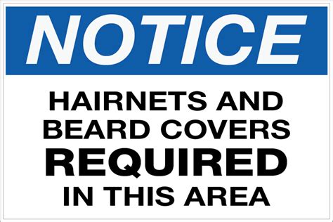 Notice Hairnets And Beard Covers Required Wall Sign