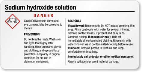 Small GHS Sodium Hydroxide Label SKU GHS 022 D