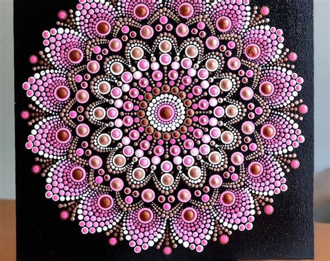 Gorgeous Dot Mandala On Canvas Board X Pink Etsy