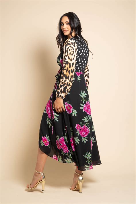 Jagger Wrap Dress In Pink Peony Dancing Leopard Coco Boutique