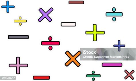 Ilustración De Símbolos Matemáticos Más Menos Multiplicación División Y