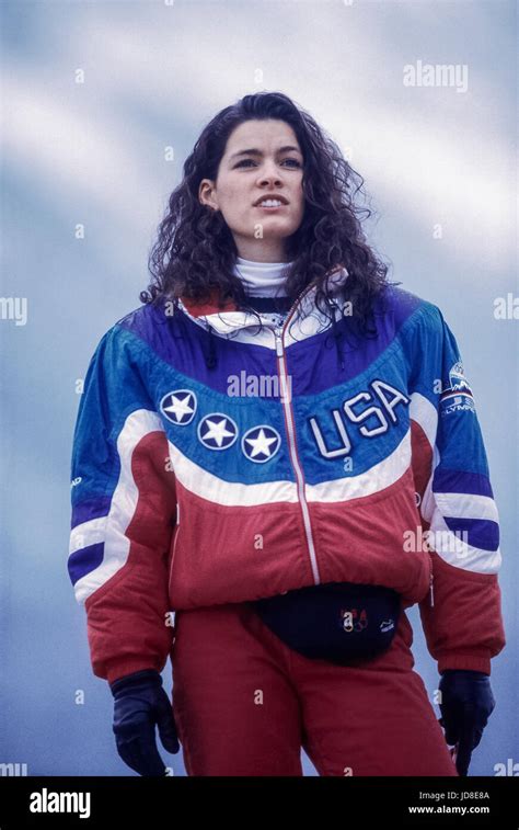 Nancy Kerrigan (USA), bronze medalist competing at the 1992 Olympic ...