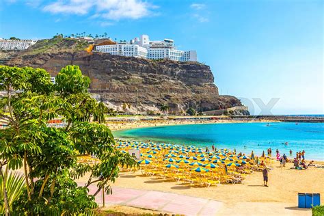 Amadores Beach Playa Del Amadores Gran Canaria Island Spain Stock