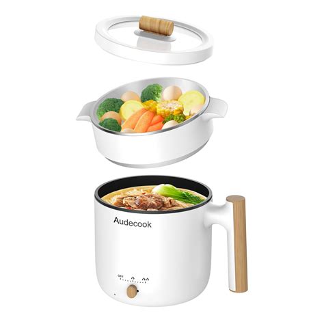 Audecook Hot Pot Electric With Steamer L Portable Mini Travel Cooker Multifunctional Non