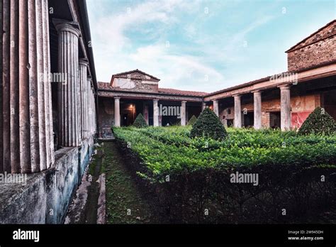 Naples Italy November Courtyard Garden In A Typical Roman