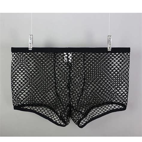 Aliexpress Buy Men S Sexy Fishnet See Through Mesh Men Underwear Transparent Gay Boxer