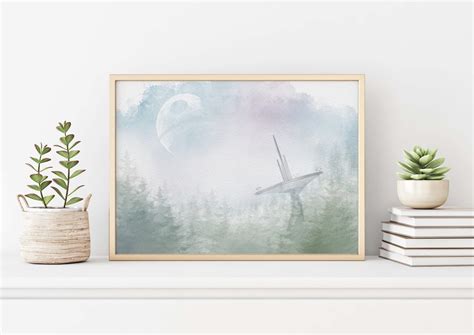 Endor Landscape Star Wars Inspired Watercolour Print digital Download, Office Decor, Minimalist ...