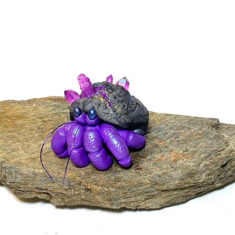 Crystal Hermit Crab Sculpture Polymer Clay Hermit Crab Crab