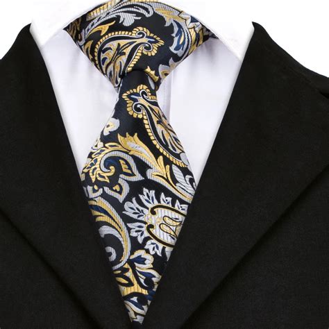 Hi Tie Luxury Design Mens Ties Yellow Floral Jacquare Woven Silk Ties