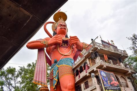 Big Statue Of Lord Hanuman Near The Delhi Metro Bridge Situated Near