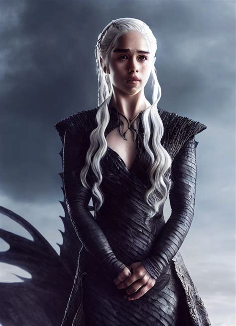 Daenerys Targaryen Wearing Black Dress Made Of Dragon Midjourney