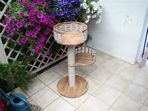 Natural Wood Cat Tree Wood Cat Tower Cat Climbing Tree Furniture For