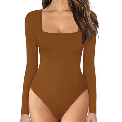 Egnmcr Jumpsuits For Women Sexy Long Sleeve Solid Color Buttocks