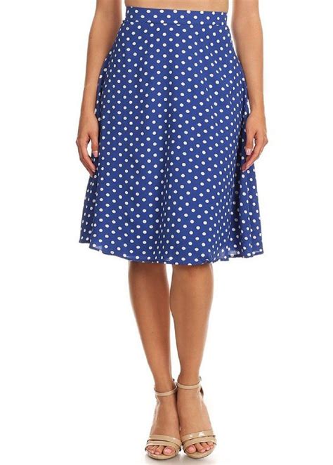 Blue White Polka Dot Skirt In 2021 White Polka Dot Skirt Polka Dot