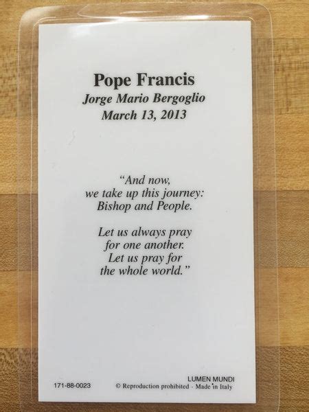 Pope Francis Laminate Holy Card Little Flower Ts Online