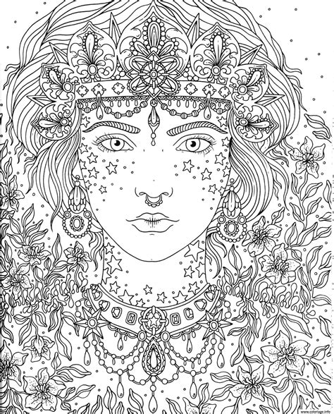 Coloriage Adulte Princesse Fleurs Jecolorie