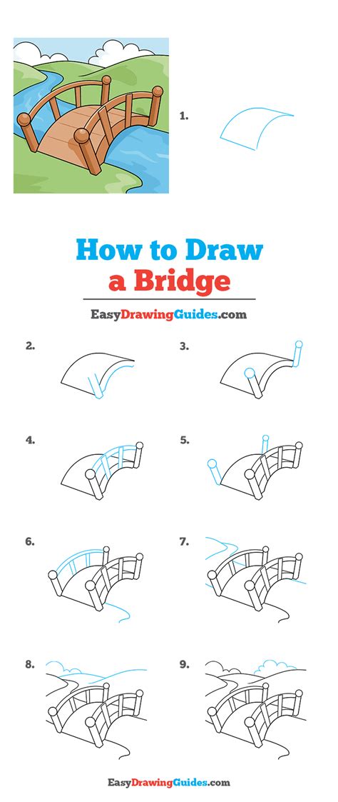 Pond Drawing Bridge Drawing Scale Drawing Guided Drawing Drawing