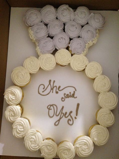 Bridal shower ring cupcake cake, she said yes! | Engagement party ...