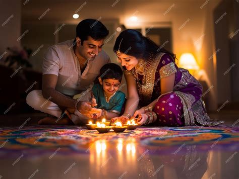 Joyful Family Diwali Celebration Embracing Togetherness Light and