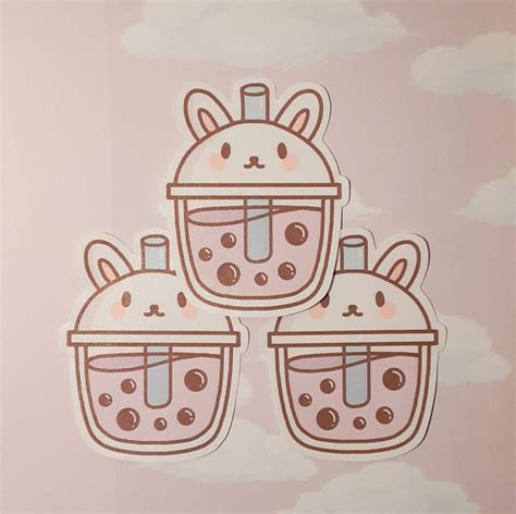 Boba Bunny Drink Sticker Cute Boba Stickers Bubble Tea Etsy