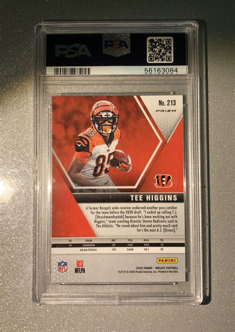 2020 Tee Higgins Panini Mosaic GENESIS Rookie Card RC 213 PSA 9 MINT