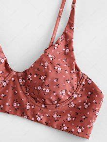 Zaful Floral Underwire High Leg Bikini Swimwear In Chestnut Zaful