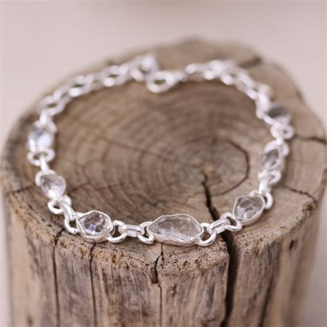 Bracelet En Argent Et Diamant Herkimer Brut