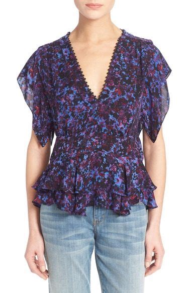 Rebecca Taylor Flutter Sleeve Peplum Silk Top Nordstrom Tops Silk