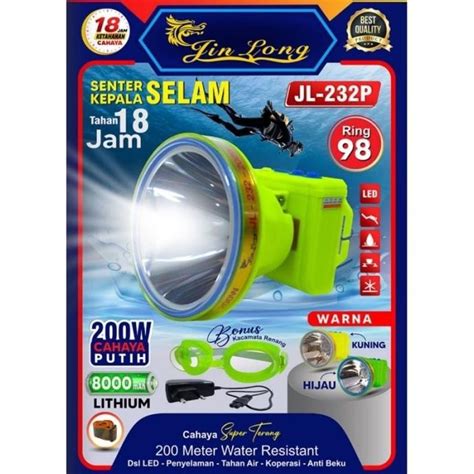 Jual Senter Kepala Selam Led Jin Long Jl P W Cahaya Terang