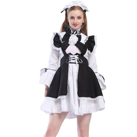 S Xl Cute French Maid Cosplay Costume Lolita Ouji Dress Gothic Mini