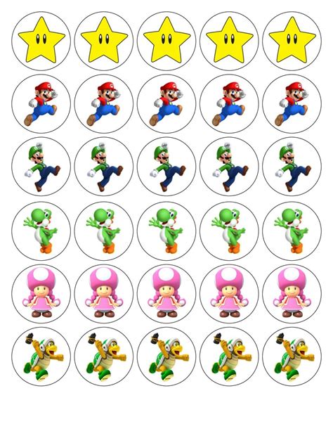 30 Super Mario Edible Cupcake Fairy Cake Toppers Decorations 38cm Ebay