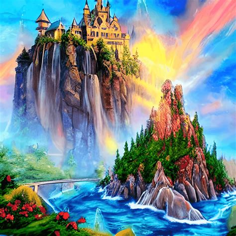 Disney Castle Mountain with Waterfall Clouds Digital Like Thomas ...