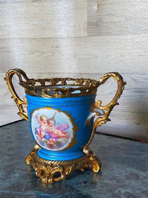 Proantic Coupe En Porcelaine Et Bronze Dor S Vres