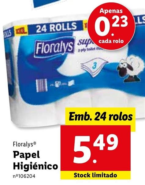 Promoção Floralys Papel Higiénico 24 Rolos em Lidl