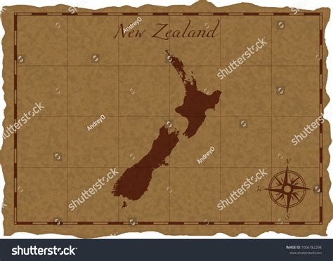 Ancient Map New Zealand Silhouette On Stock Vector (Royalty Free ...