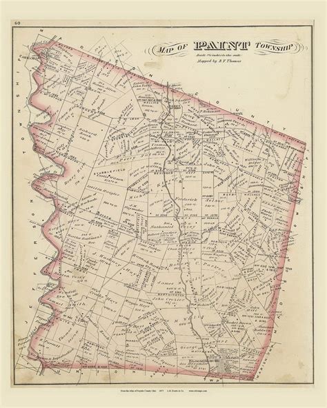 Paint Old Town Map Reprint Fayette County Ohio Etsy