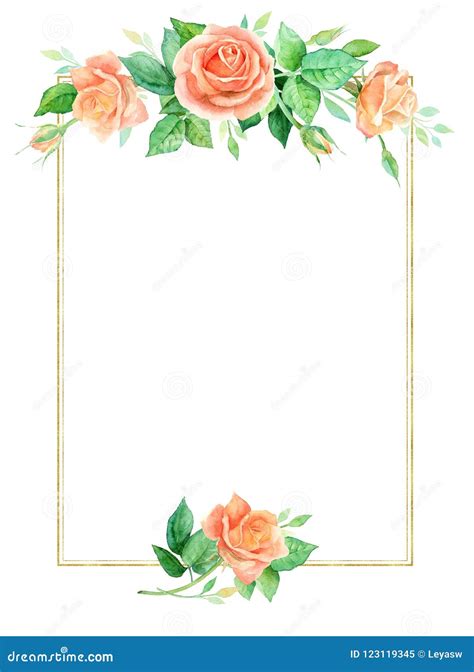 Square Floral Background with a Colorful Watercolor Flowers Frame ...