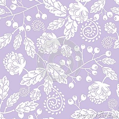 Purple Line Art Flowers Seamless Pattern Vector Illustration ...