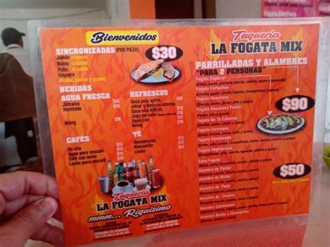 Carta Del Restaurante Taqueria La Fogata Mix San Cristóbal Del Las Casas