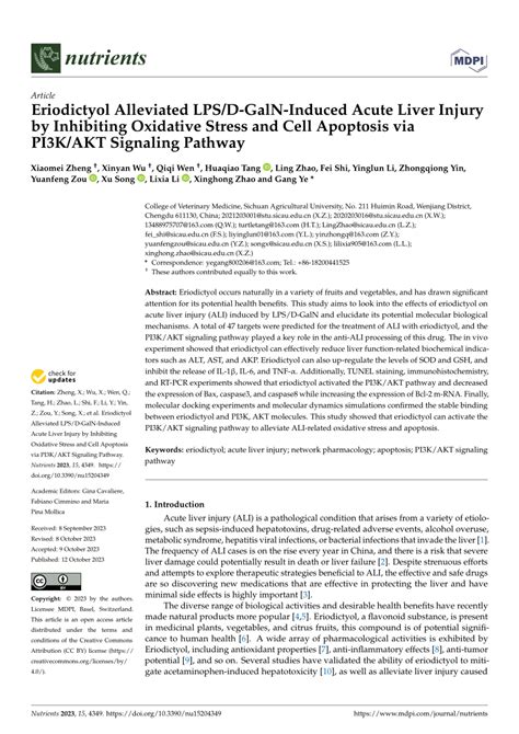 Pdf Eriodictyol Alleviated Lps D Galn Induced Acute Liver Injury By