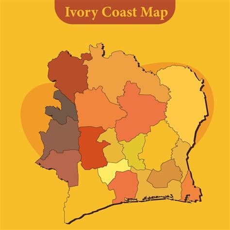 Premium Vector Ivory Coast Map Vector With Regions And Cities Lines