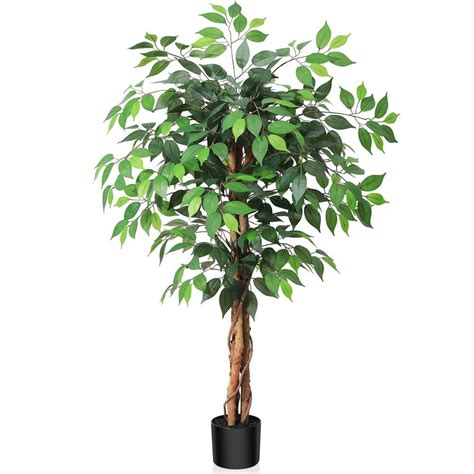 DR Planzen 4 Ft Artificial Ficus Tree With Natural Wood Trunk And Silk