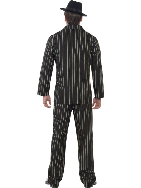 Mens 1920s Gold Pinstripe Mafia 20s Gangster Boss Suit Adult Fancy Dress Costume Ebay