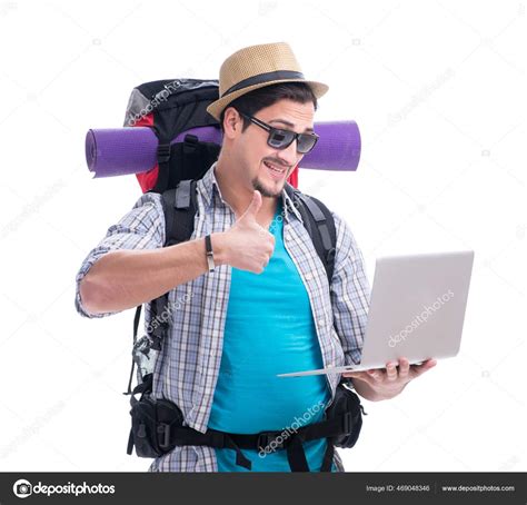 Tourist Trying To Find Direction With Laptop — Stock Photo © Elnur
