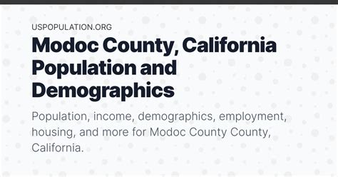 Modoc County, California Population | Income, Demographics, Employment ...